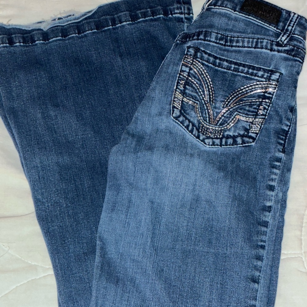 Shyanne Blue Flare Jeans with Embroidered Pocket